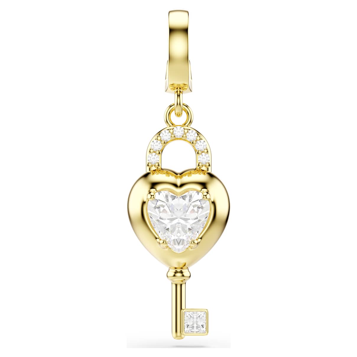 Idyllia Charm, Verschiedene Schliffe, Herz mit Schlüssel, Weiß, 18K Goldbeschichtet Unisex OS