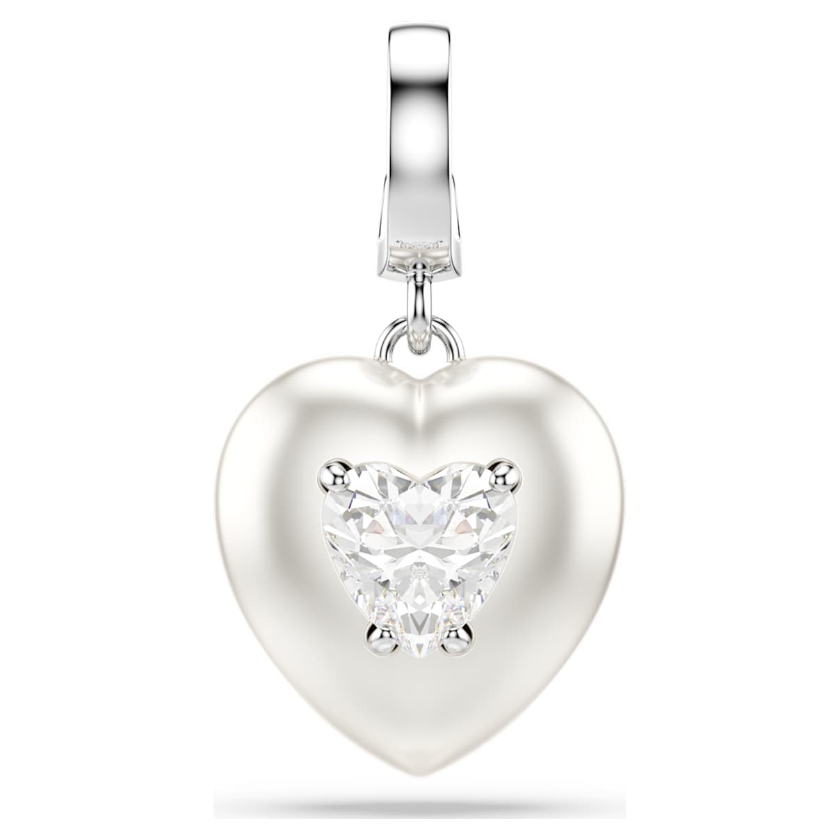 Charm Idyllia, Taglio misto, Rivestimento color perla, Cuore, Bianco, Placcato rodio OS