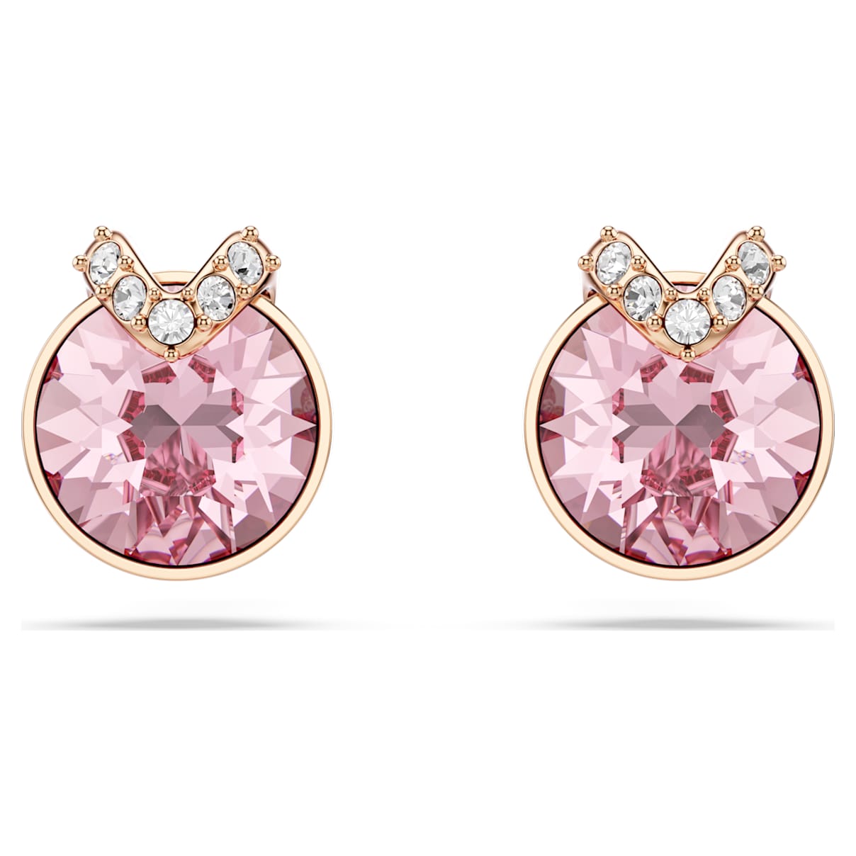 Bella V Ohrstecker, Rundschliff, PavÃ©, Rosa, 18K RosÃ©goldbeschichtet Unisex OS