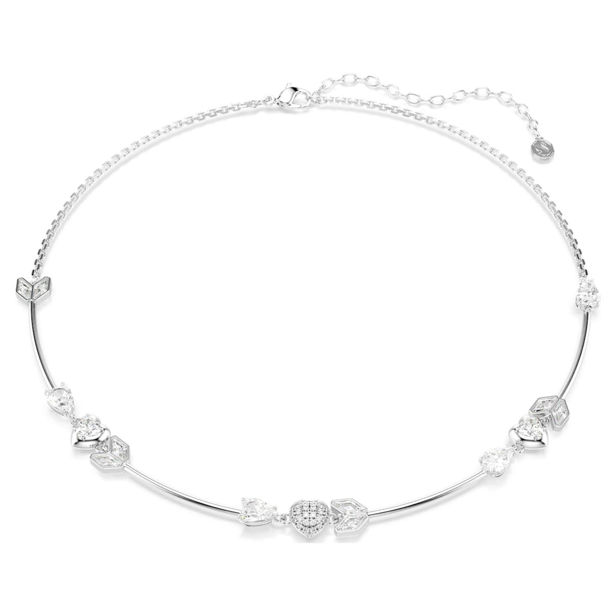 Swarovski Idyllia Necklace, Heart With Arrow, White, Rhodium Plated