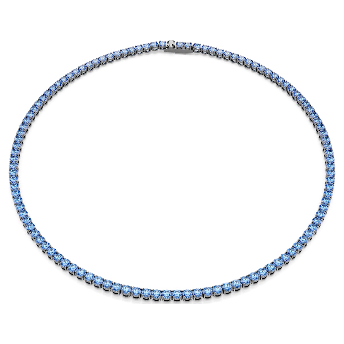 Collana Tennis Matrix, Taglio Round, Blu, Placcato rutenio L