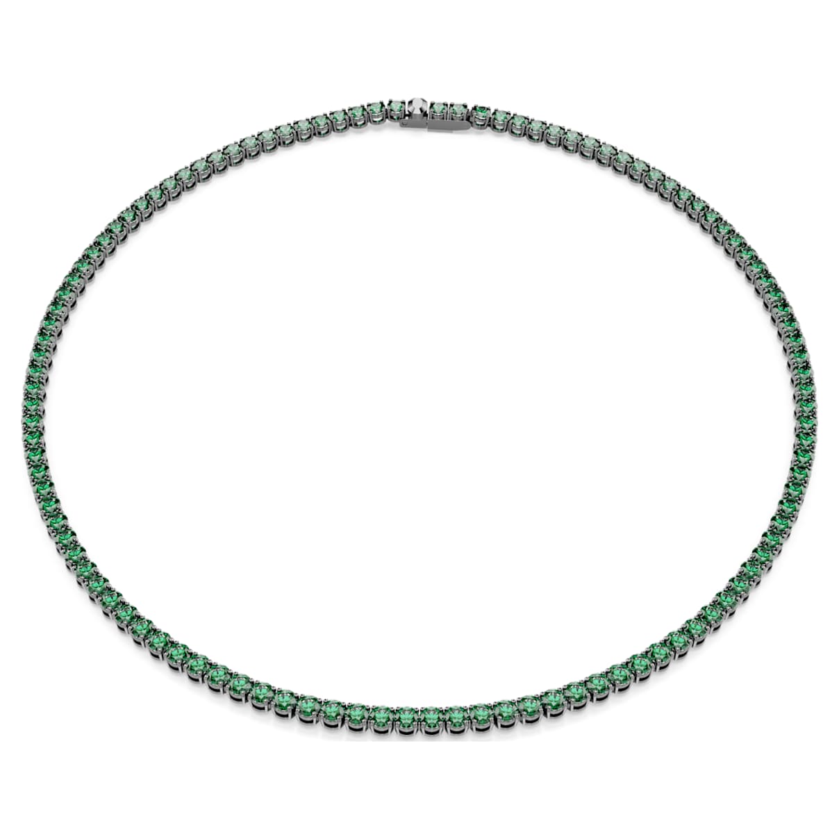 Collana Tennis Matrix, Taglio Round, Verde, Placcato rutenio L