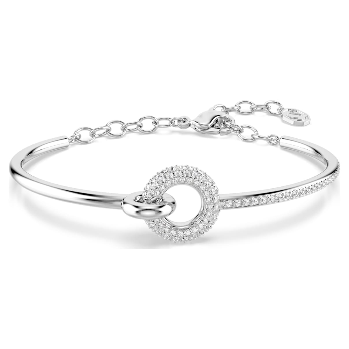 Bracciale rigido Dextera, Taglio Round, Bianco, Placcato rodio OS