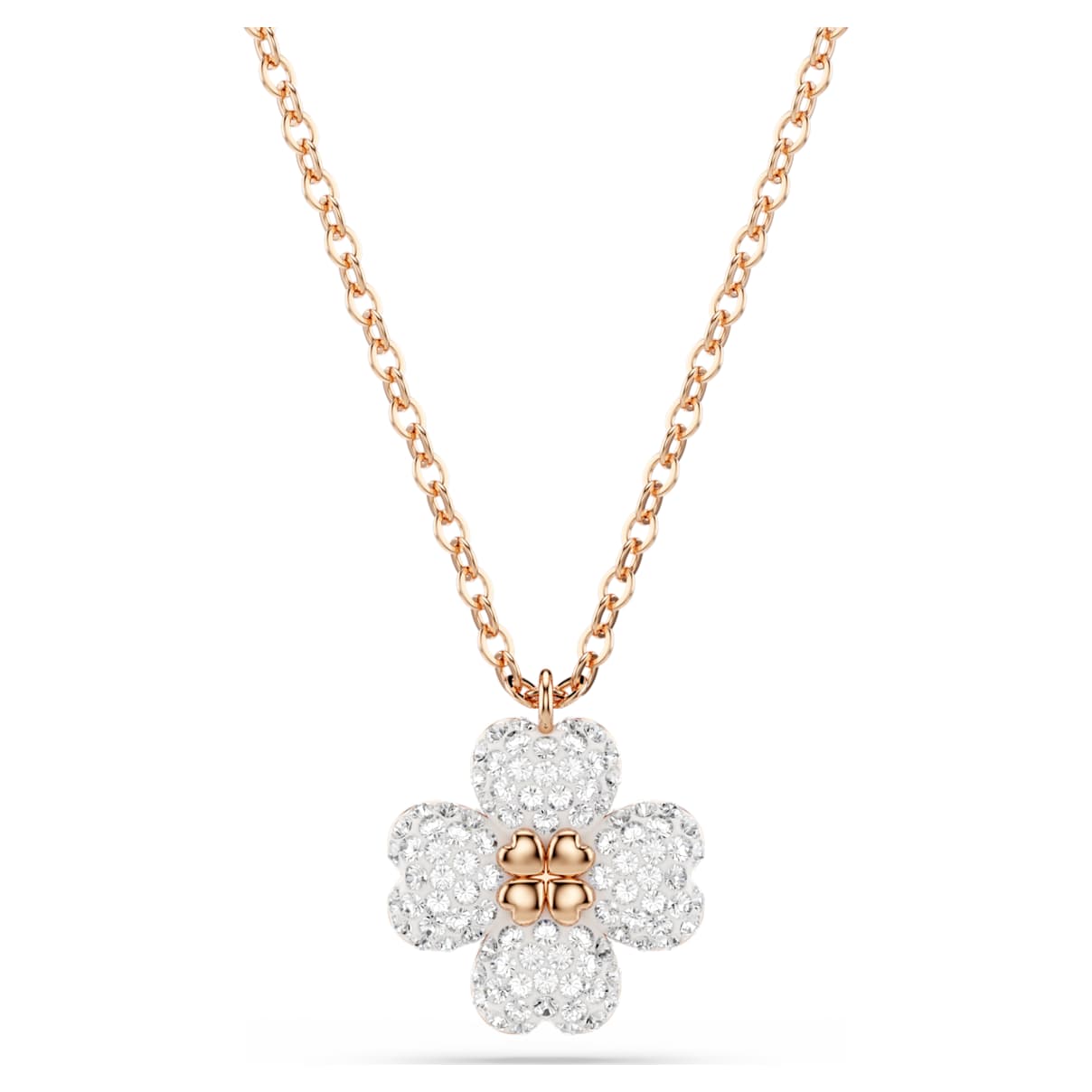 Pendente Latisha, Pavé, Quadrifoglio, Multicolore, Finitura oro rosa 18K OS