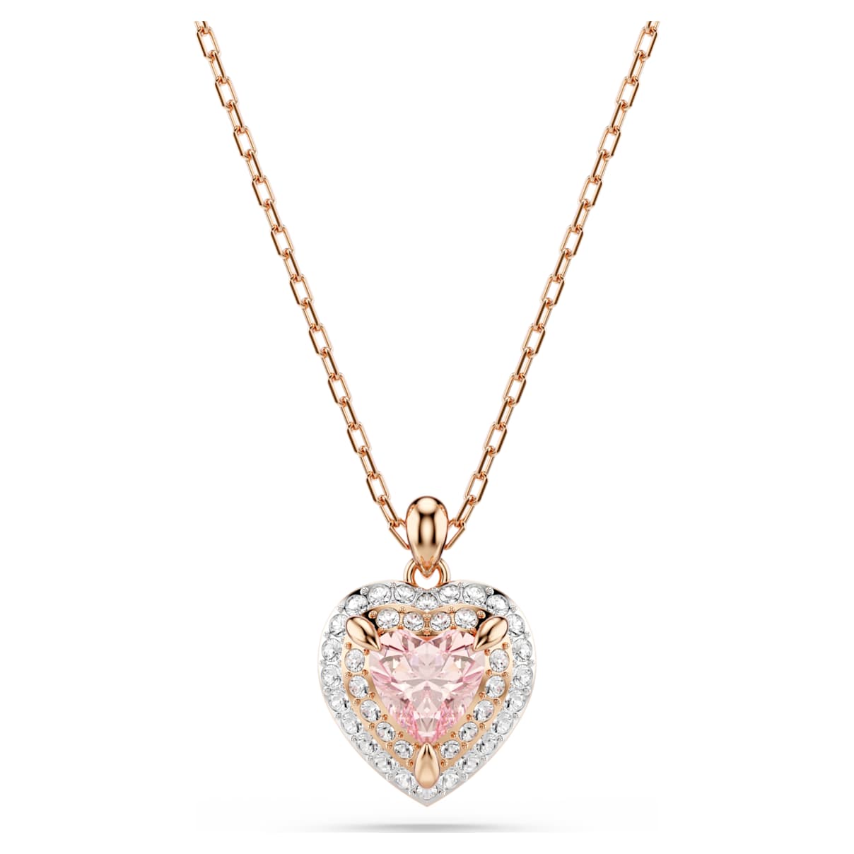 Pendente One, Taglio Heart, Pavé, Cuore, Rosa, Finitura oro rosa 18K OS