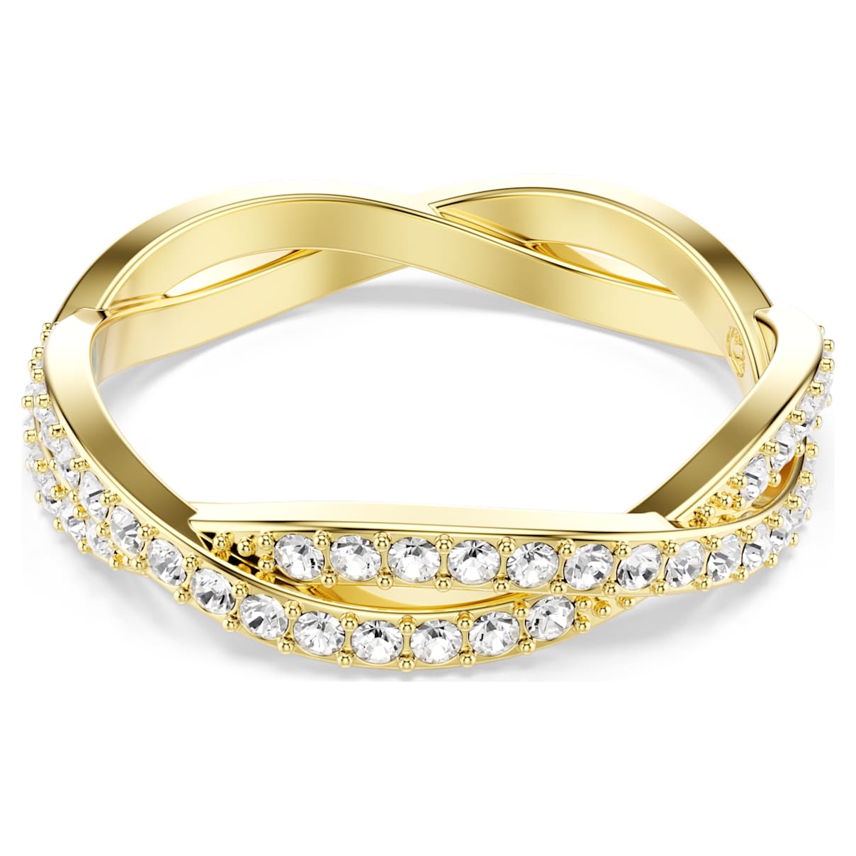 Infinity ring, Pavé, White, 18K gold finish
