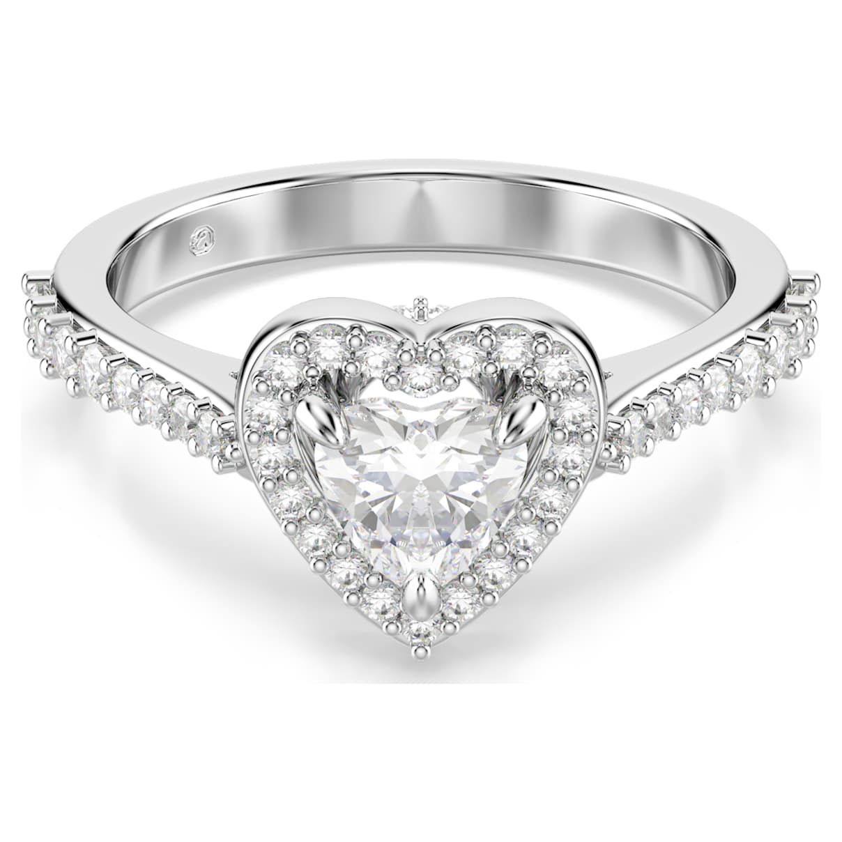 Swarovski Una Angelic Motif Ring, Mixed Cuts, Heart, White, Rhodium Plated