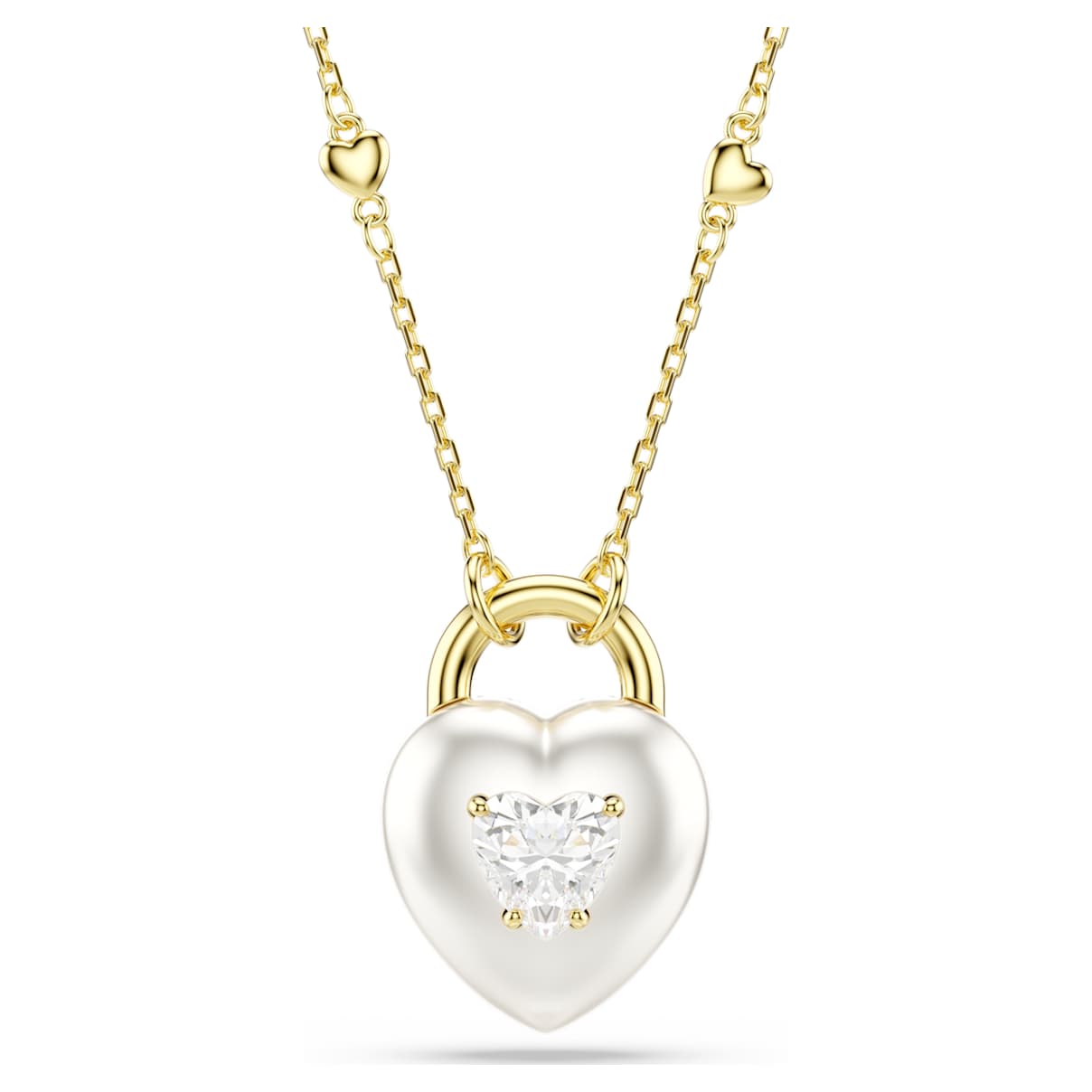 Swarovski Idyllia Pendant  Mixed Cuts  Heart  White  18K Gold Finish