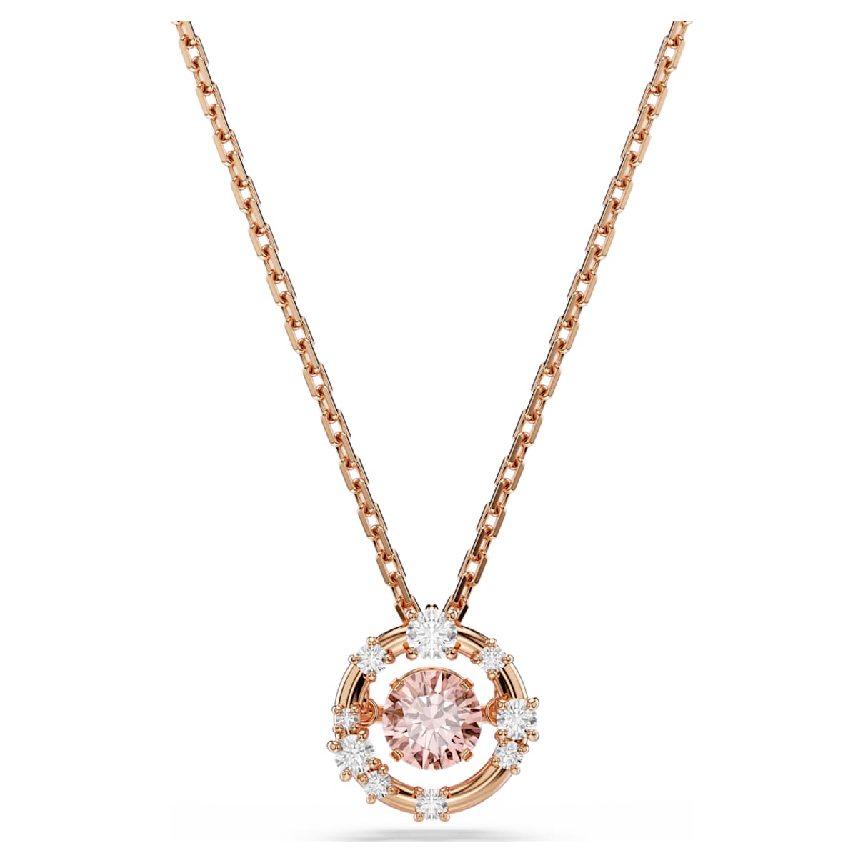 Pendente Constella, Taglio Round, Dancing stone, Rosa, Finitura oro rosa 18K OS