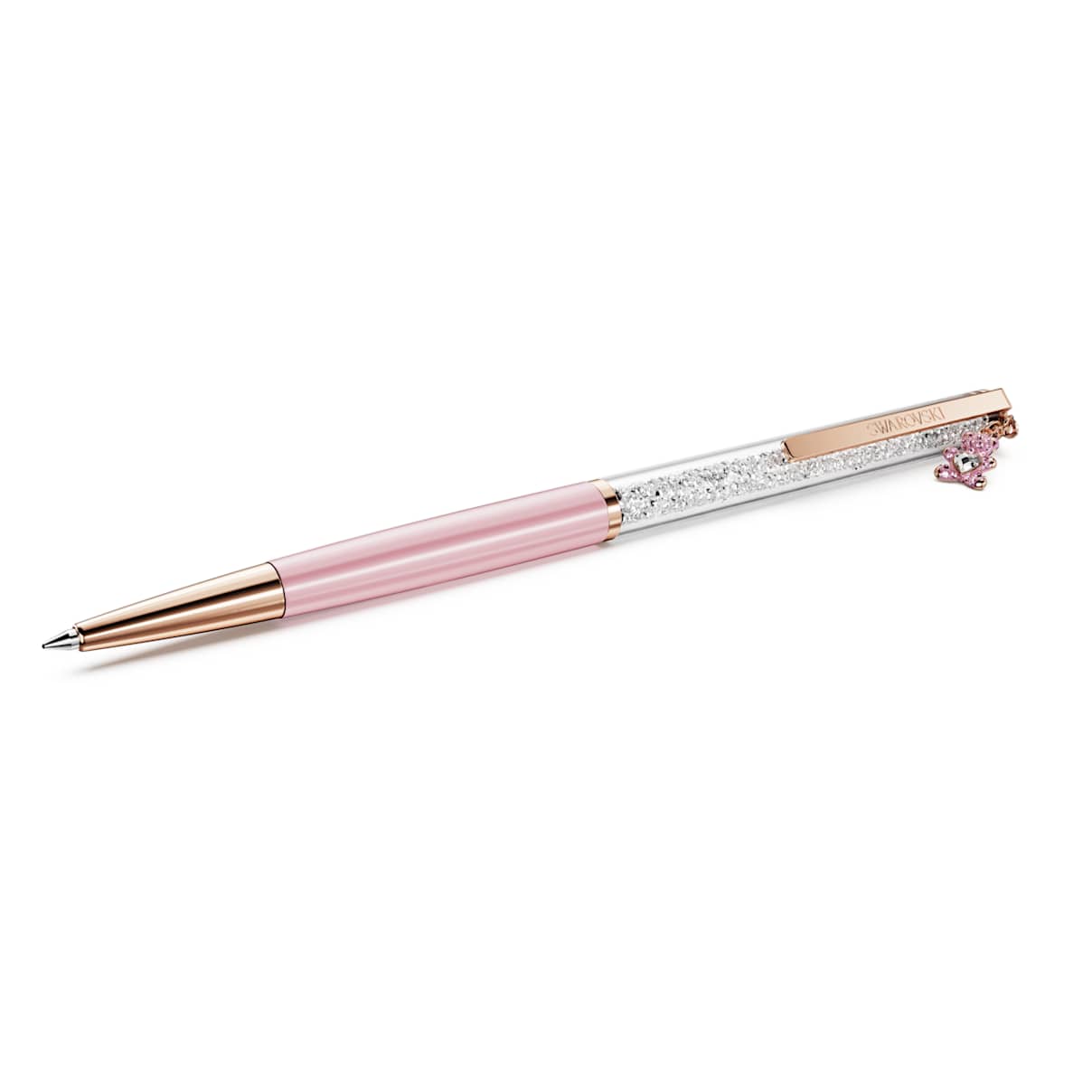 Penna a sfera Crystalline, Orsetto, Rosa, Laccato rosa, placcato color oro rosa OS