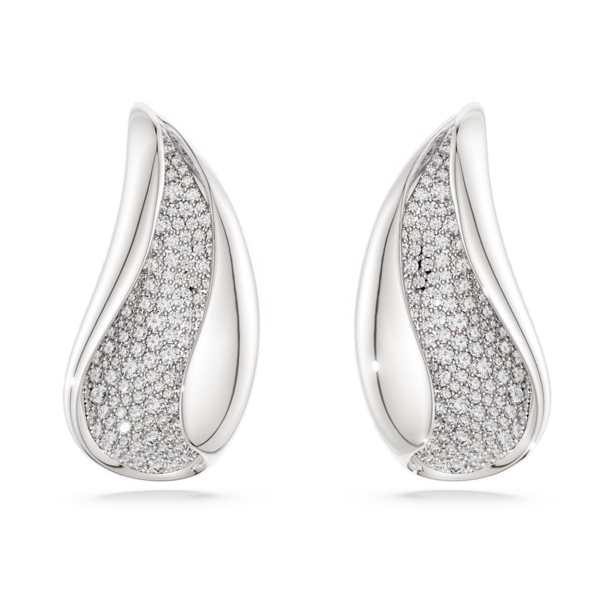 Boucles d'oreilles clip Swarovski Classica, Pièce d’exception, Taille ronde, Blanches, Argent 925
