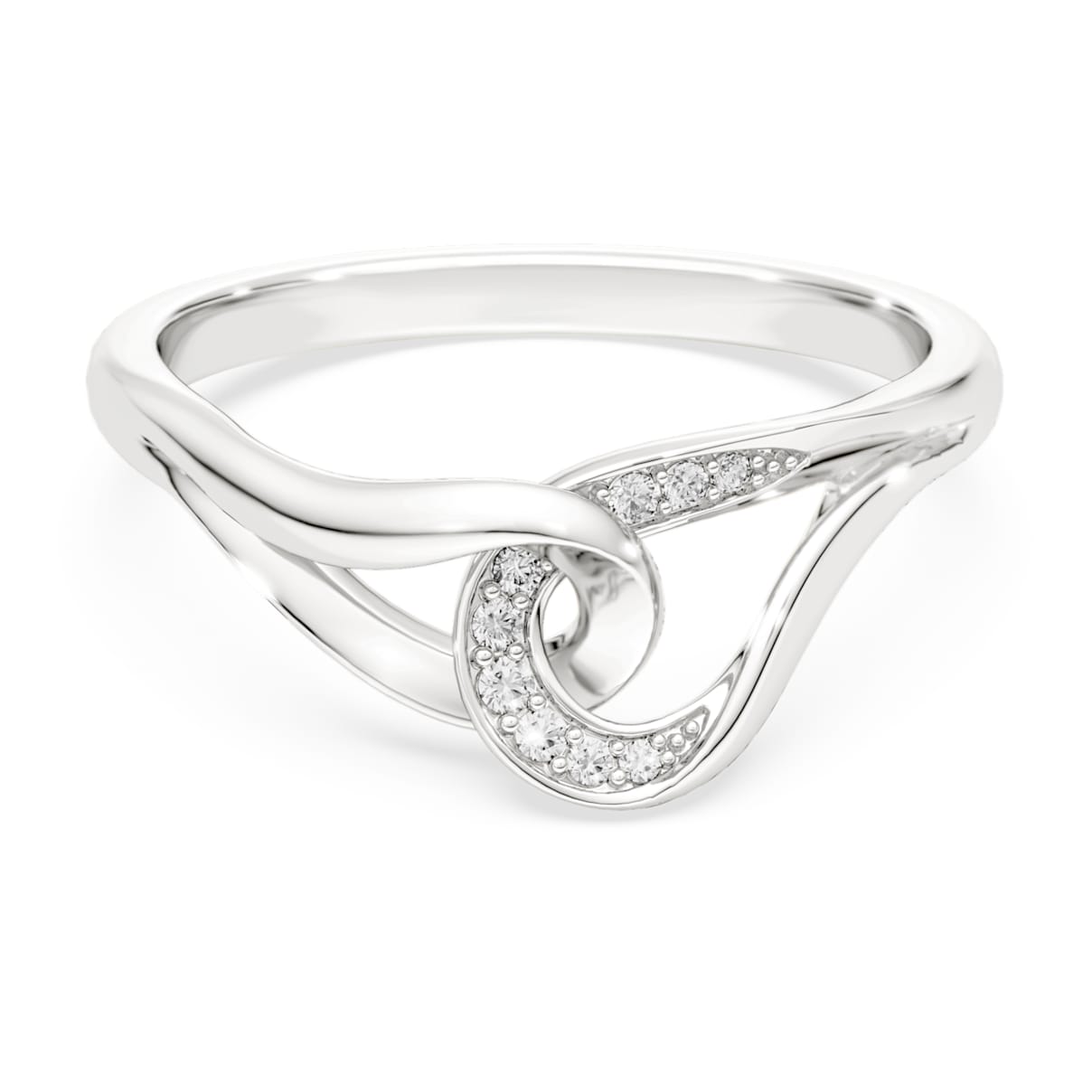 Swarovski Classica Sterling Silver Round Cut Interlocking Ring 5745563 55