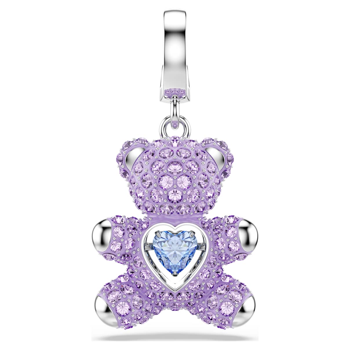 Swarovski Idyllia Charm, Mixed Cuts, Teddy, Purple, Rhodium Plated