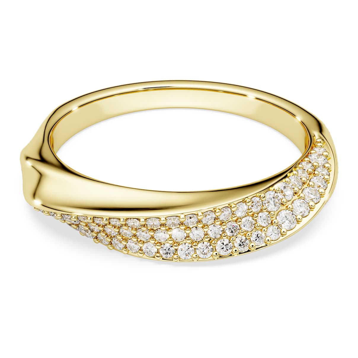 Swarovski Classica band ring, Round cut, White, Sterling silver, 18K gold finish