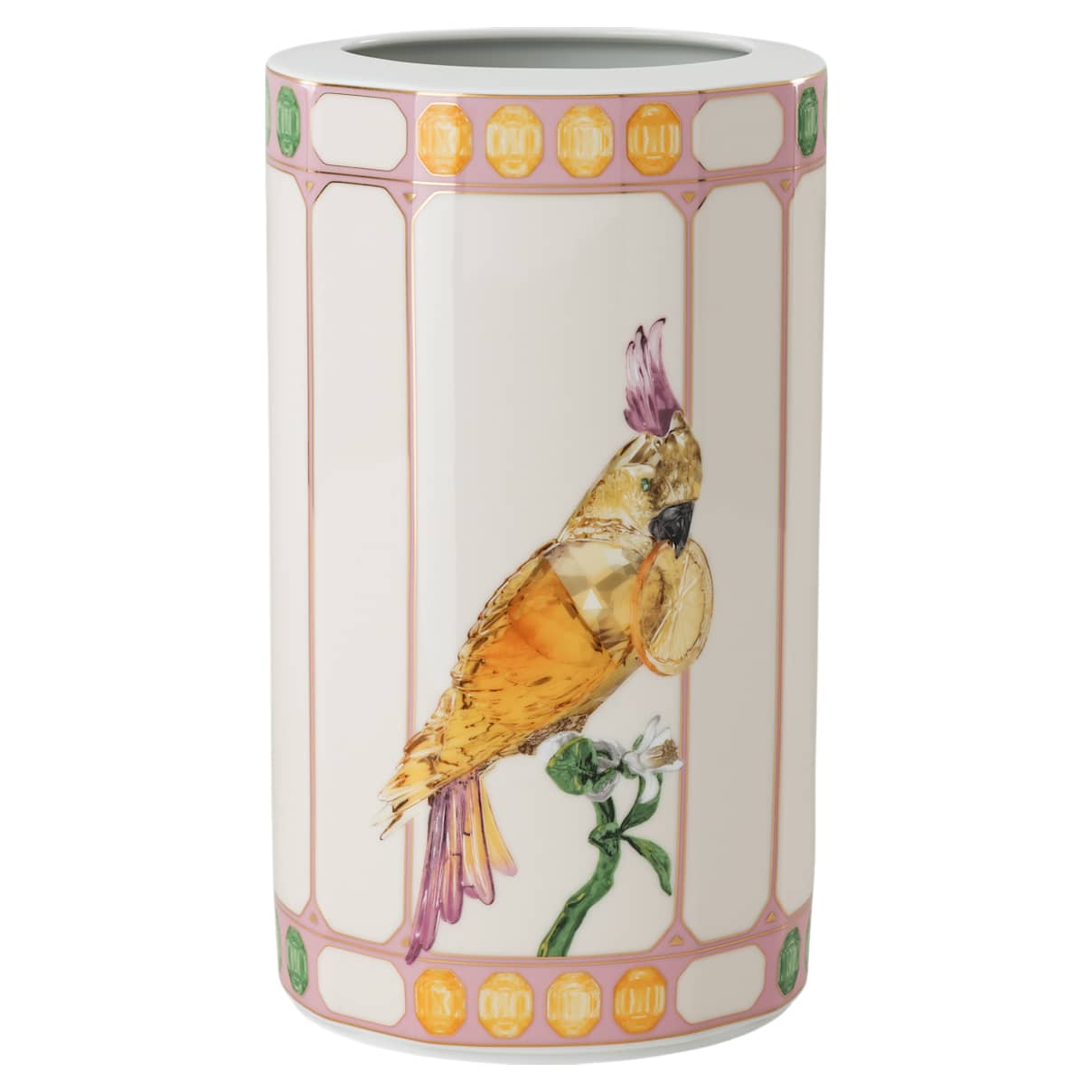 Idyllia Vase, Porzellan, Kristallines Printmotiv, Vogel, Mehrfarbig Unisex OS