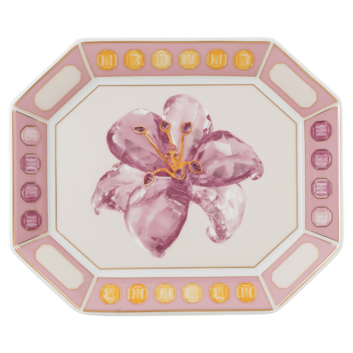 Vassoio Idyllia, Porcellana, Motivo con stampa in cristallo, fiore, Piccolo, Rosa OS