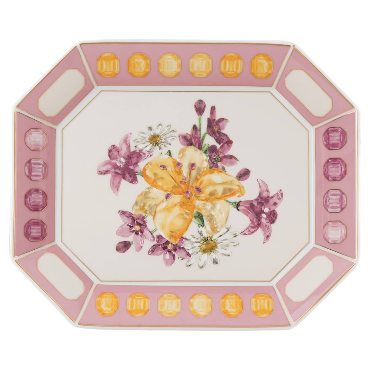 Idyllia Tablett, Porzellan, Kristallines Printmotiv, Blume, GroÃŸ, Rosa Unisex OS