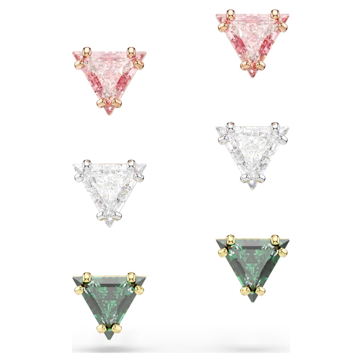 Swarovski Stilla Stud Earrings  Triangle Cut  Multicoloured  Mixed Metal Finish