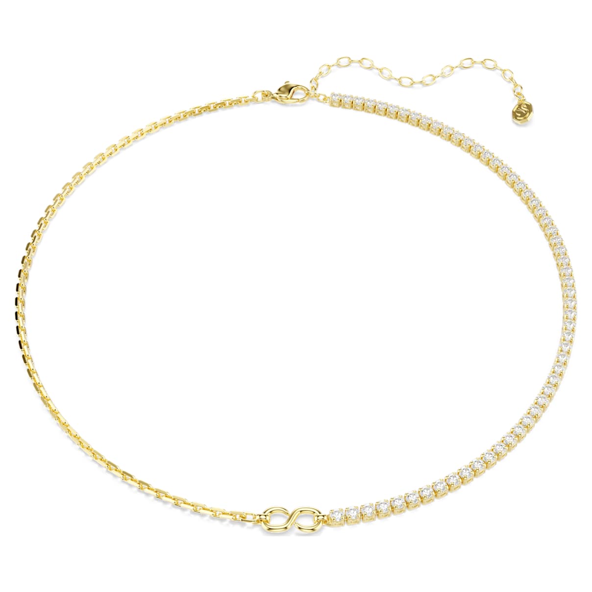 Matrix Halskette, Rundschliff, Weiß, 18K goldbeschichtet Unisex OS