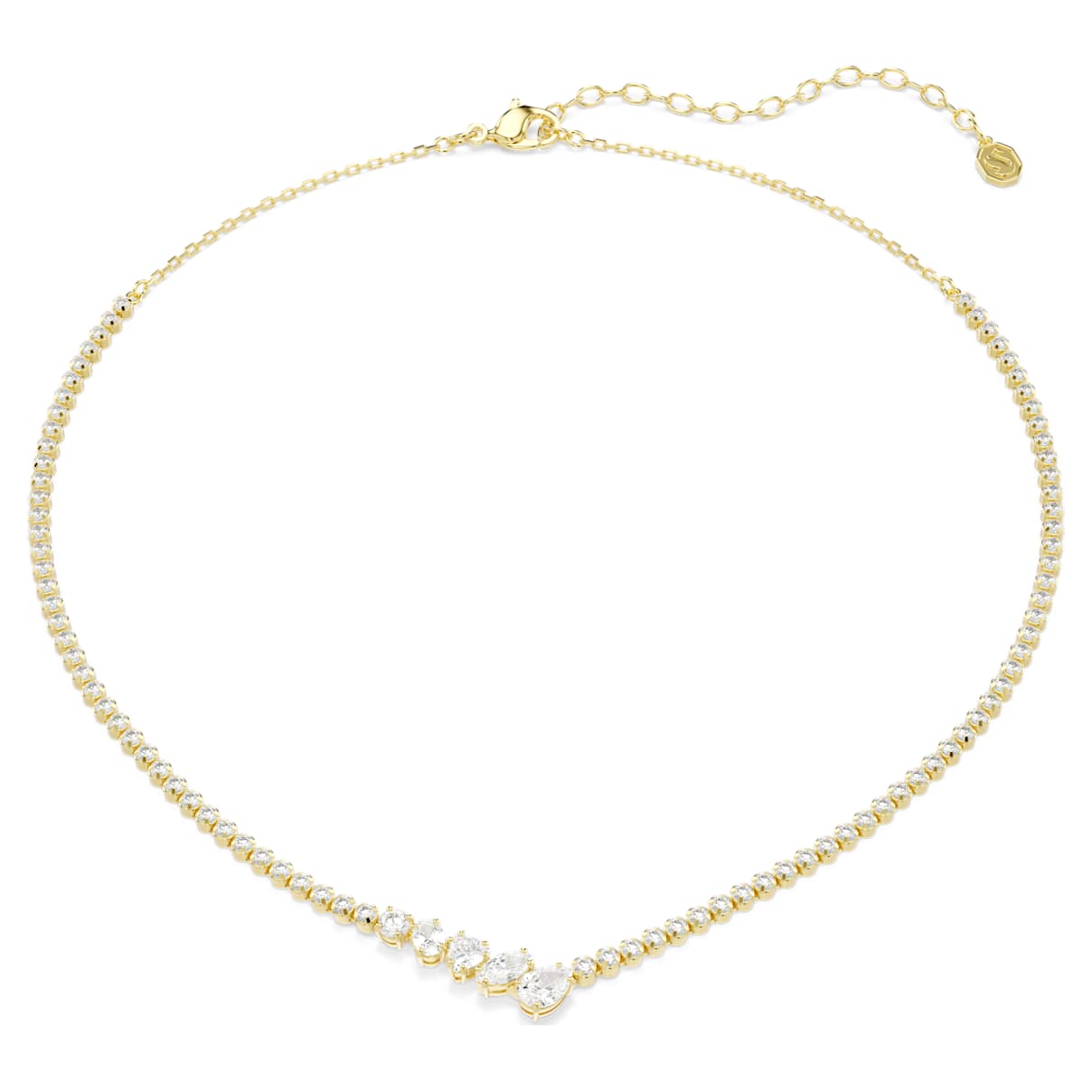 Swarovski Mesmera Necklace  Mixed Cuts  White  18K Gold Finish