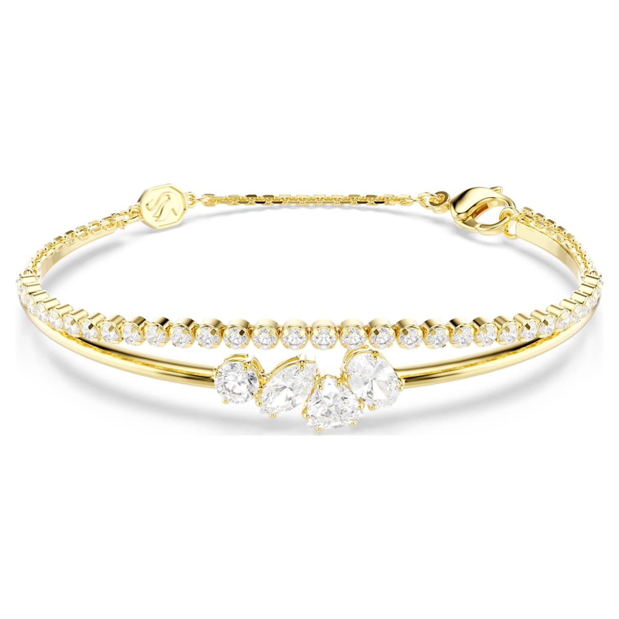 Swarovski Mesmera Bracelet  Mixed Cuts  White  18K Gold Finish