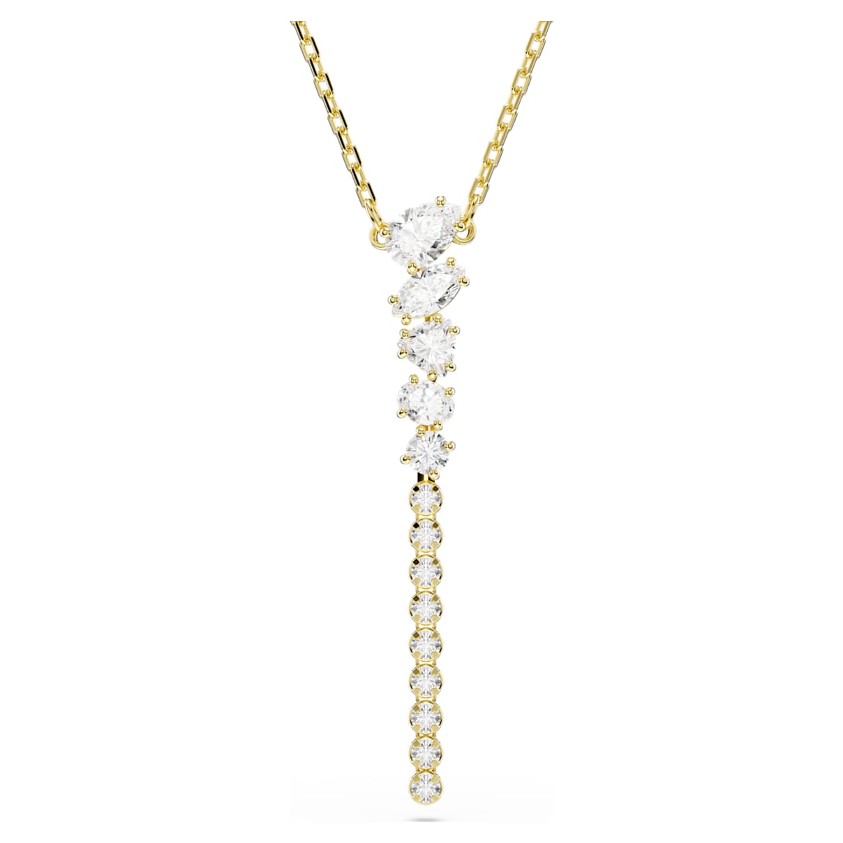 Mesmera Y-Halskette, Verschiedene Schliffe, Weiß, 18K goldbeschichtet Unisex OS