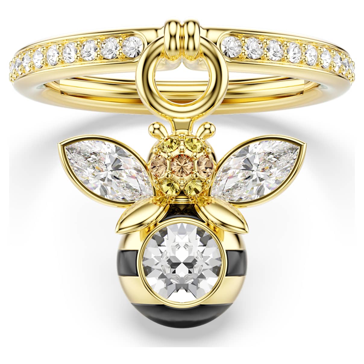 Bague avec motif Idyllia, Tailles variées, Abeille, Multicolore, Doré à l’or 18 carats (750/1000)