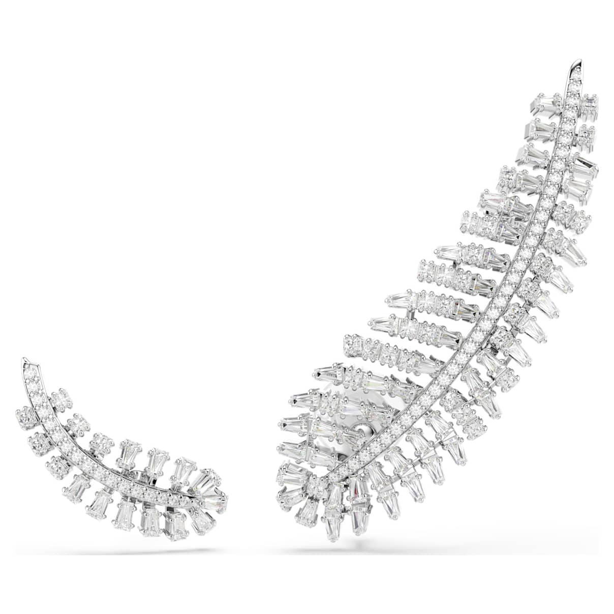 Boucles d'oreilles Vienna, Tailles variées, Plume, Blanches, Métal rhodié