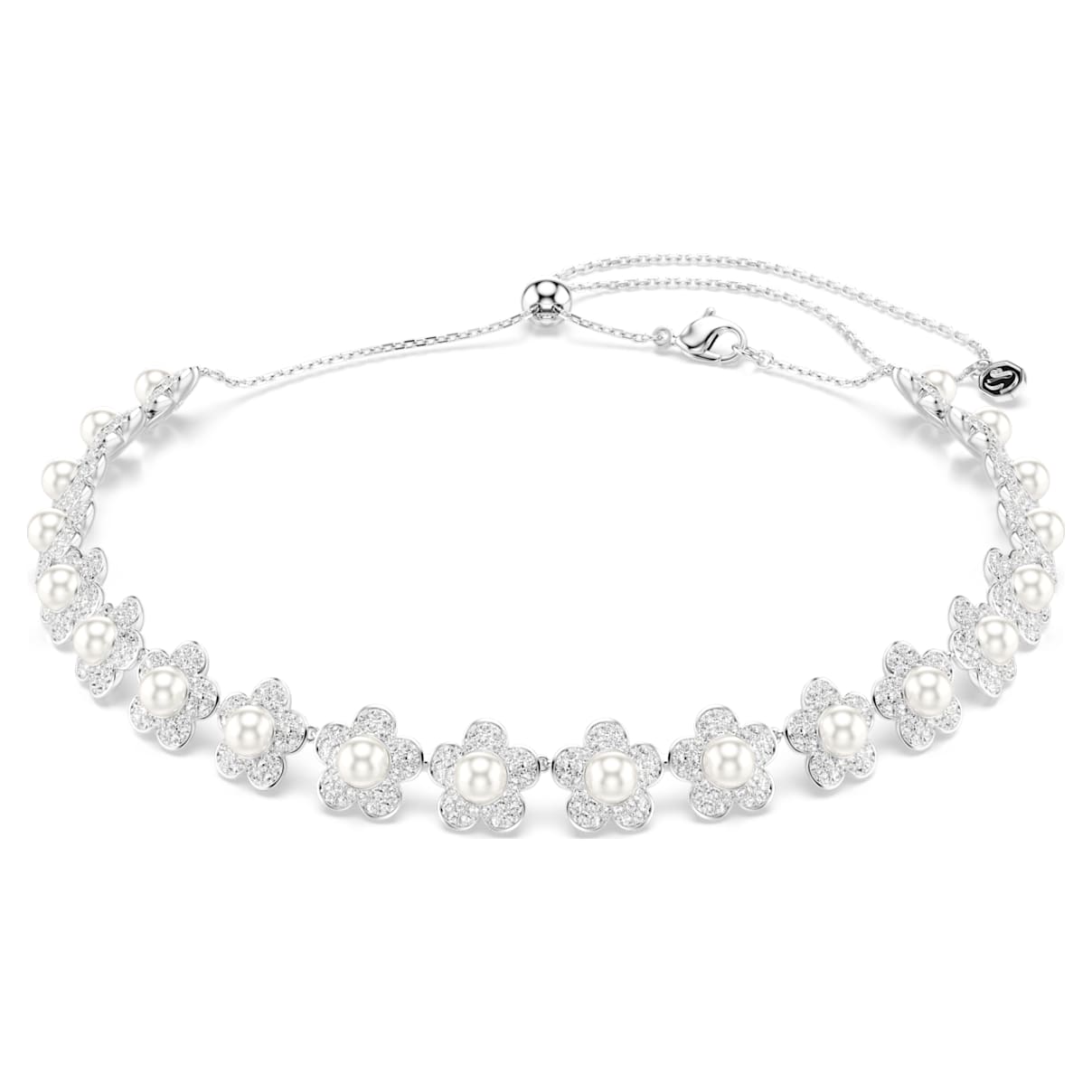 Girocollo Ariana Grande x , Crystal Pearl, Taglio Round, Bianco, Placcato rodio OS
