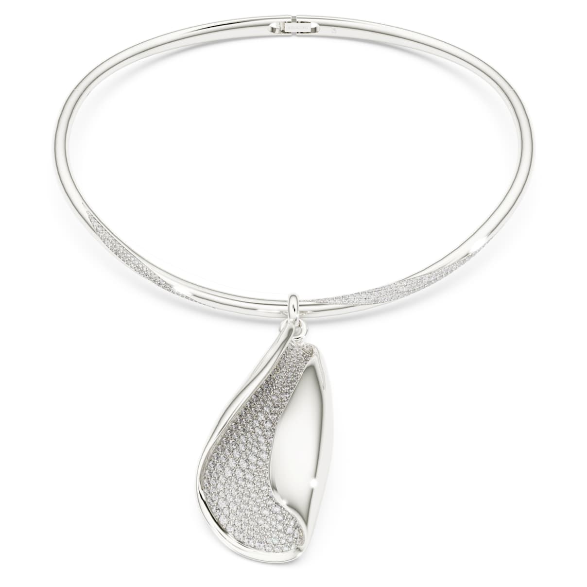 Swarovski Classica Halskette, Statement, Rundschliff, Weiß, Sterlingsilber
