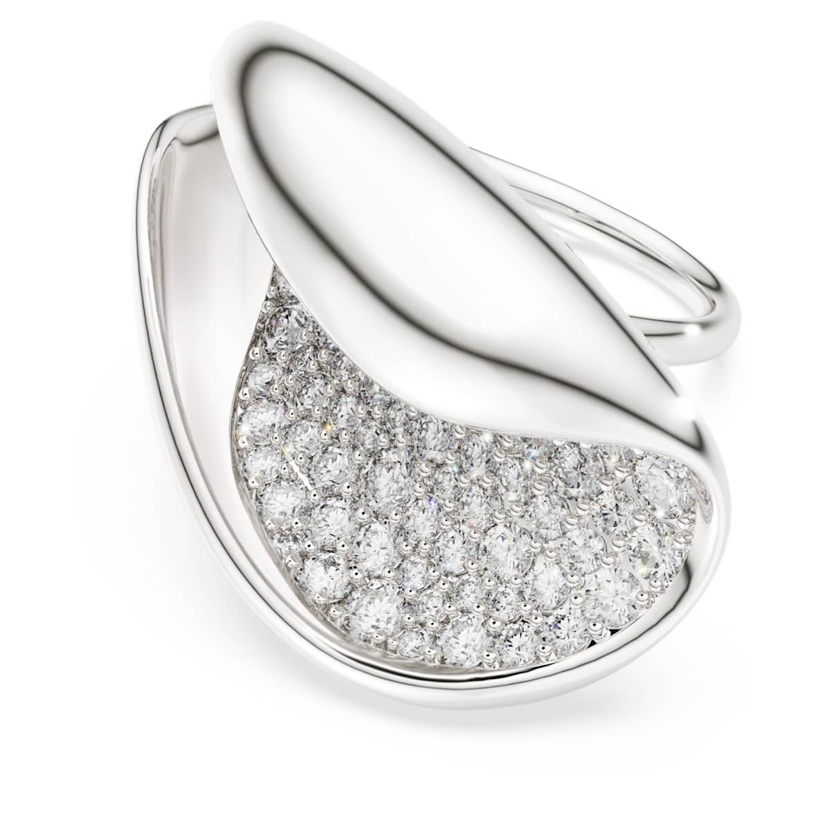 Swarovski Classica cocktail ring, Statement, Round cut, White, Sterling silver
