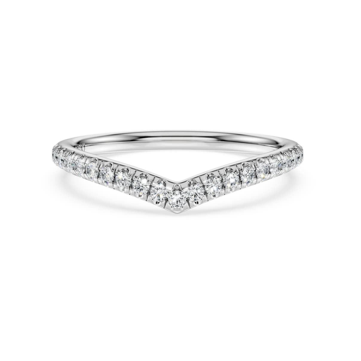 Eternity V-Bandring, Im Labor gezüchtete Diamanten 0,25 ct tw, Runde Form, 18K Weißgold Unisex 58