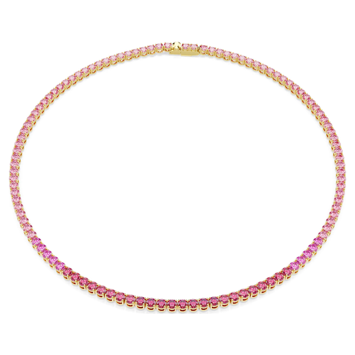 Matrix Tennis Halskette, Rundschliff, Rosa, 18K Goldbeschichtet Unisex M
