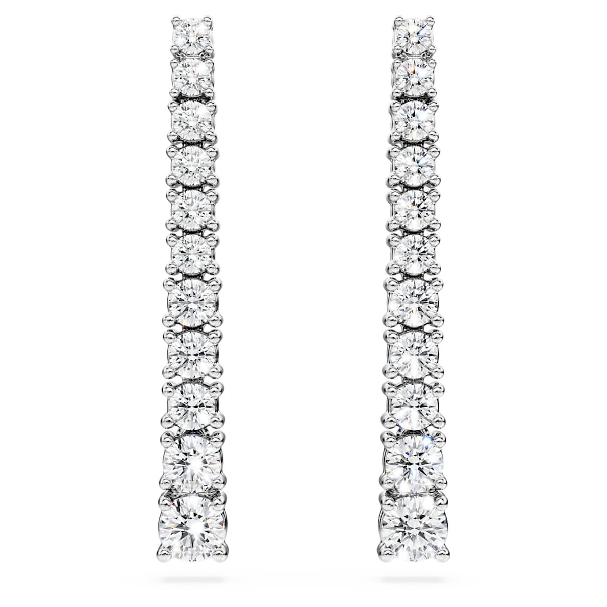 Orecchini pendenti Eternity, Diamanti creati in laboratorio 1,3 ct tw, Forma rotonda, Oro bianco 18 K OS
