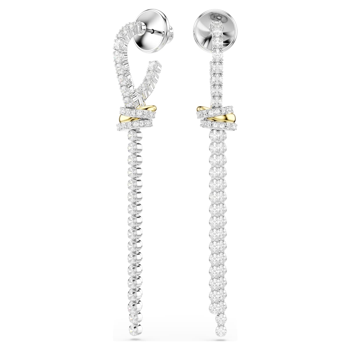 Pendientes Hyperbola, Talla redonda, Nudo, Blancos, Combinación de acabados metálicos