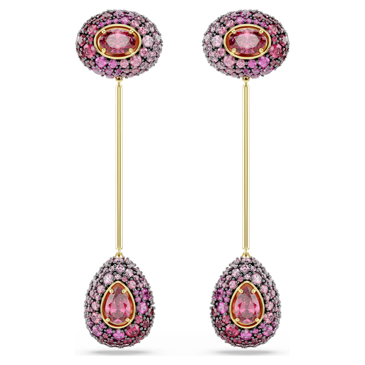 Pendants d'oreilles Sublima, Taille poire, Rouges, Doré à l’or 18 carats (750/1000)
