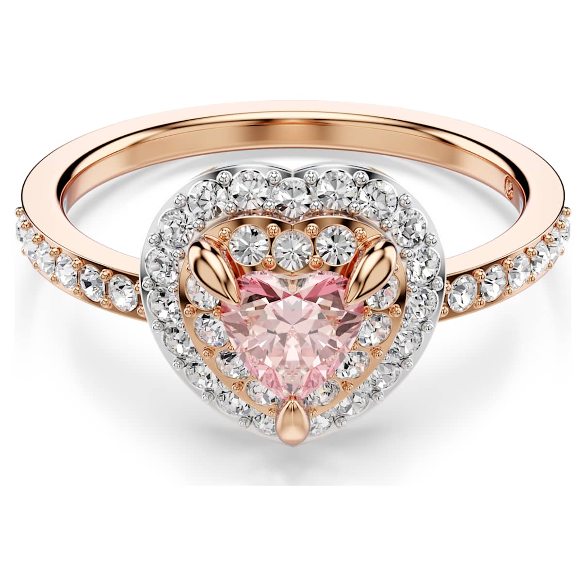 One Motivring, Herzschliff, Pavé, Herz, Rosa, 18K Roségoldbeschichtet Unisex 58