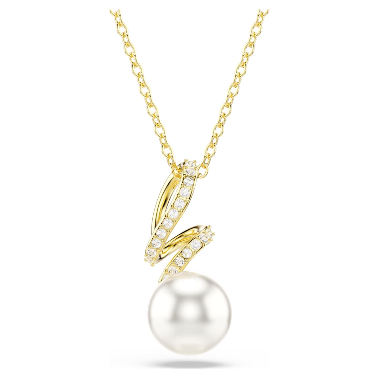 Gabriella Anhänger, Kristallperle, Rundschliff, Weiß, 18K goldbeschichtet Unisex OS