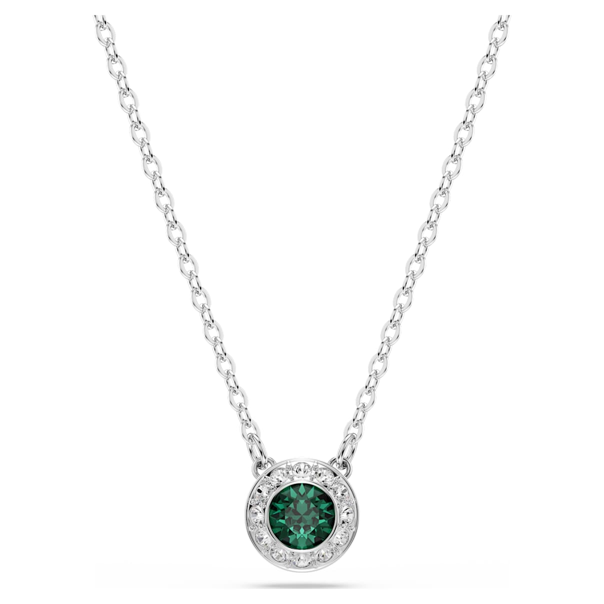 Pendente Una Angelic, Taglio Round, Verde, Placcato rodio OS