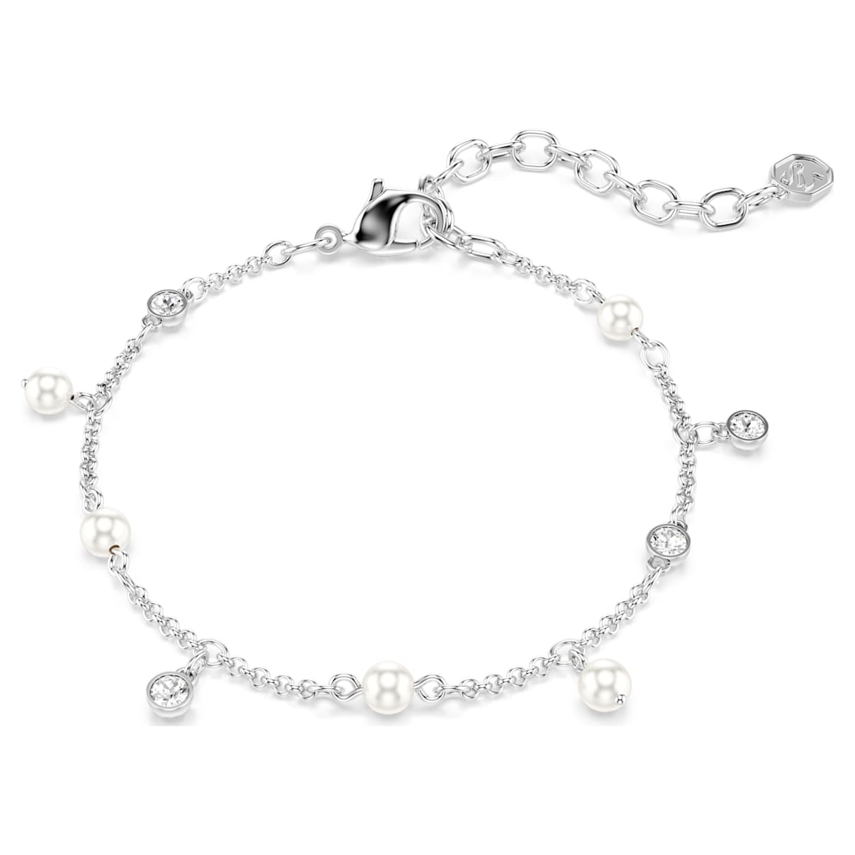 Braccialetto Imber, Crystal Pearl, Taglio Round, Bianco, Placcato rodio OS