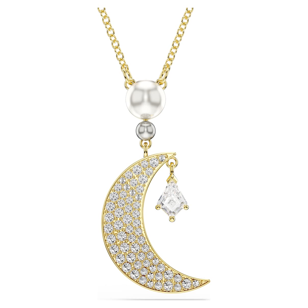 Pendente Symbolica, Taglio Round, Luna, Bianco, Finitura oro 18K OS