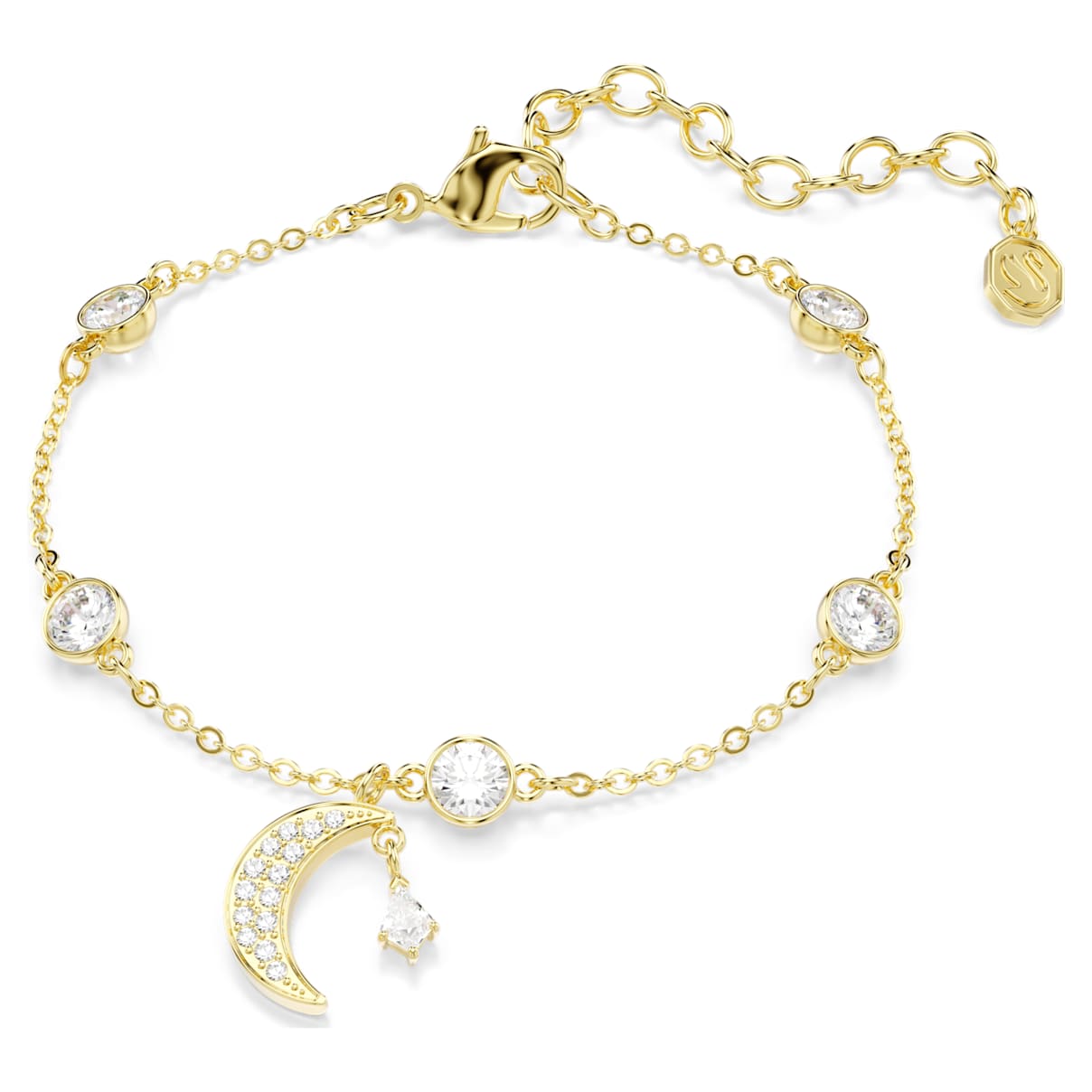 Symbolica armband, Ronde slijpvorm, Maan, Wit, 18k gouden afwerking