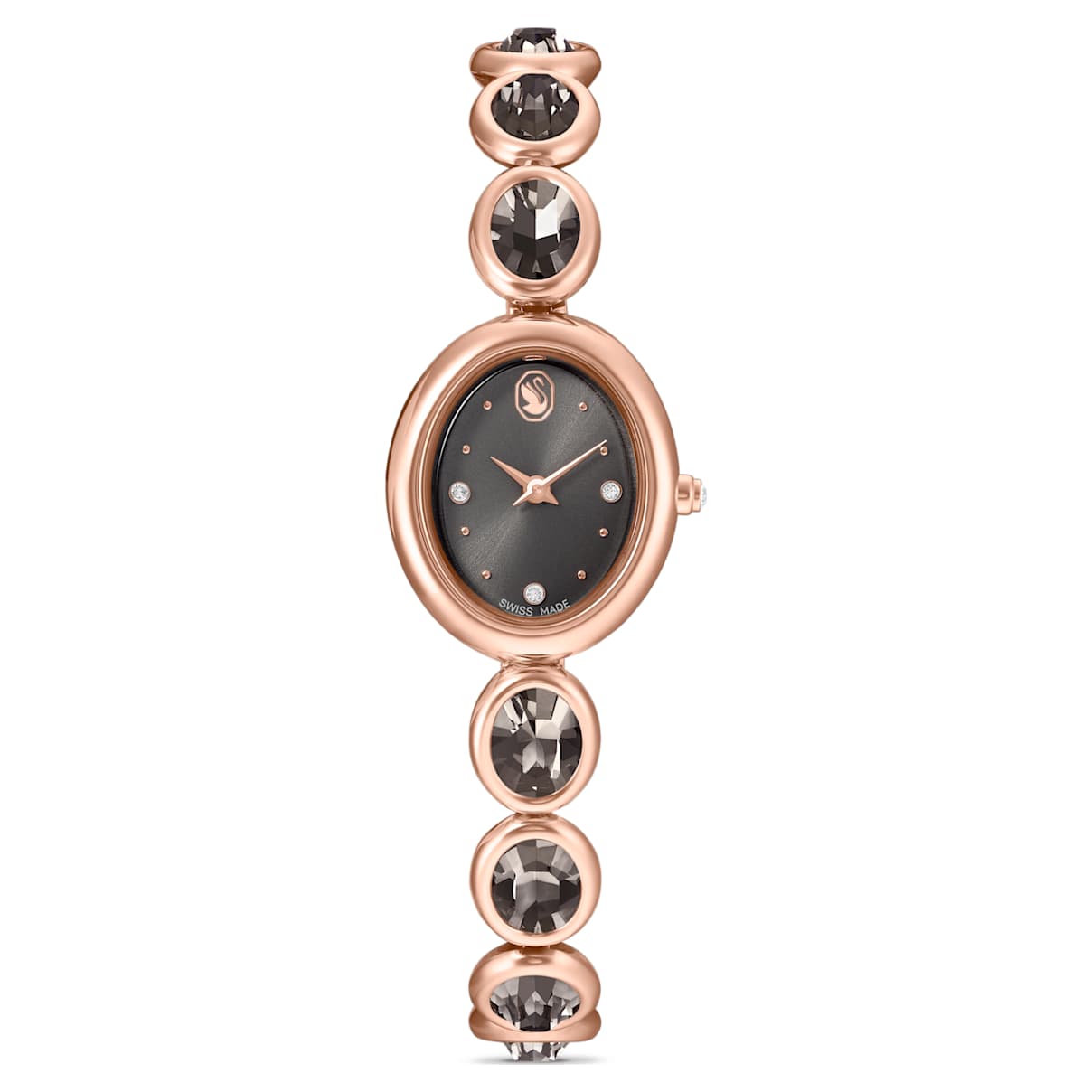 Imber oval Uhr, Schweizer Produktion, Metallarmband, Schwarz, RosÃ©goldfarbenes Finish Unisex OS