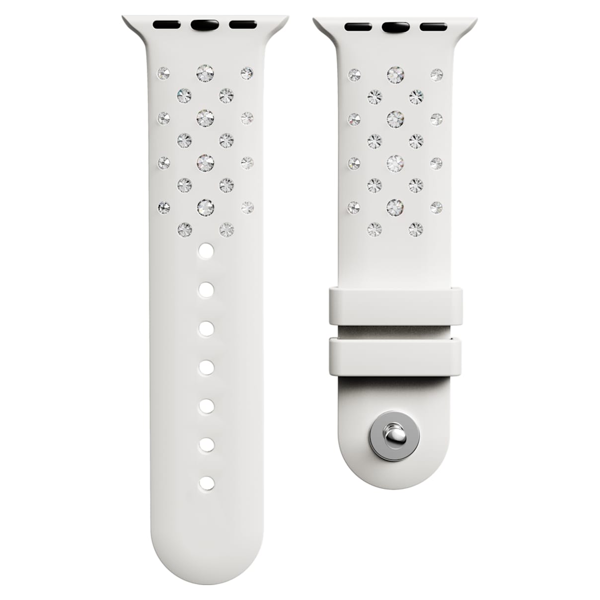 Cinturino per orologio, Silicone con impunture, Grigio, Acciaio inossidabile OS
