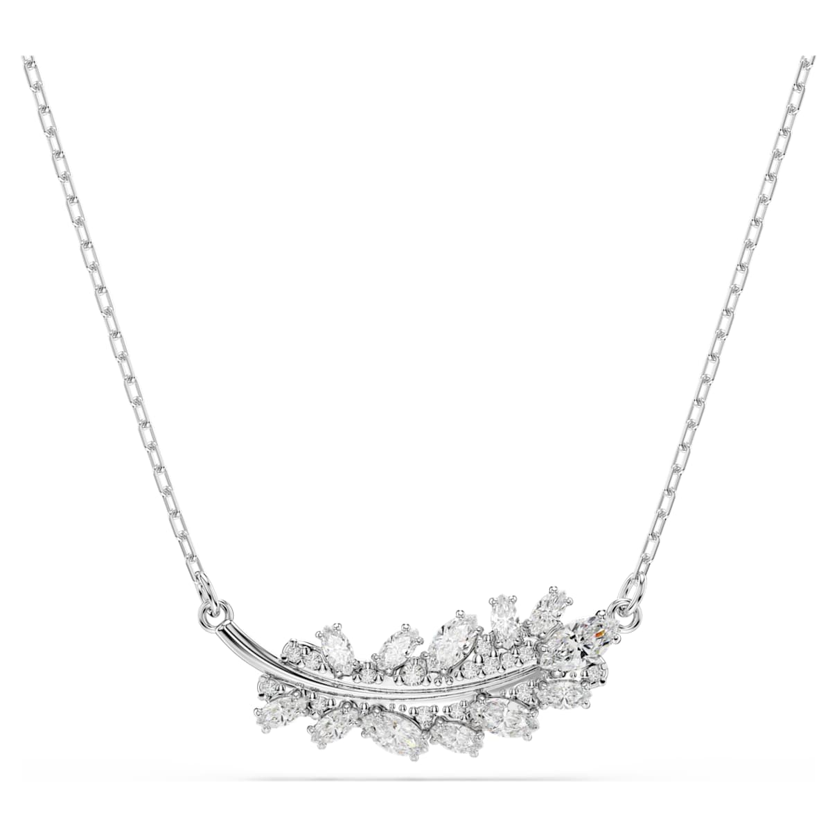 Swarovski Vienna Pendant  Mixed Cuts  Feather  White  Rhodium Plated
