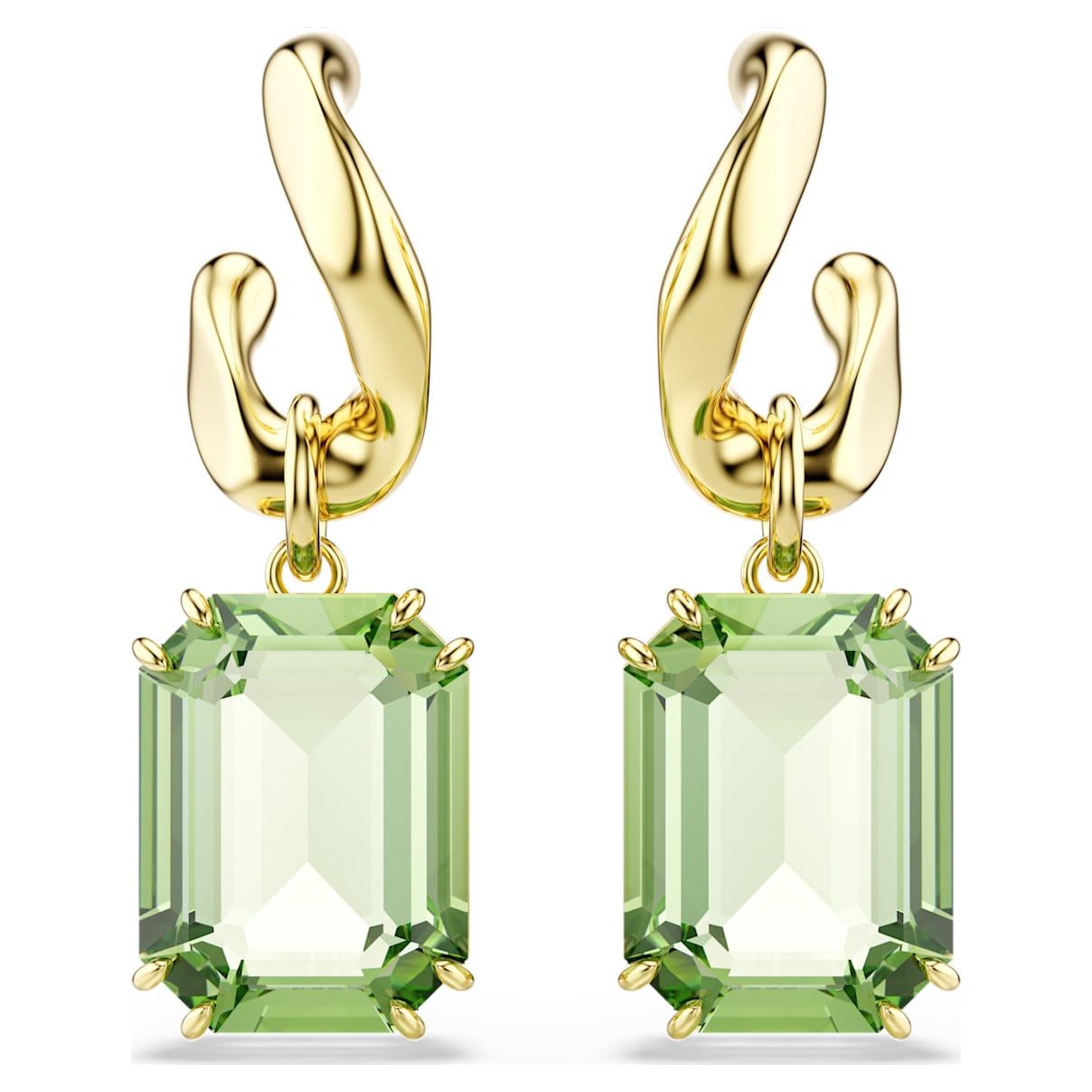 Millenia Drop-Ohrhänger, Oktagon-Schliff, Grün, 18K goldbeschichtet Unisex OS