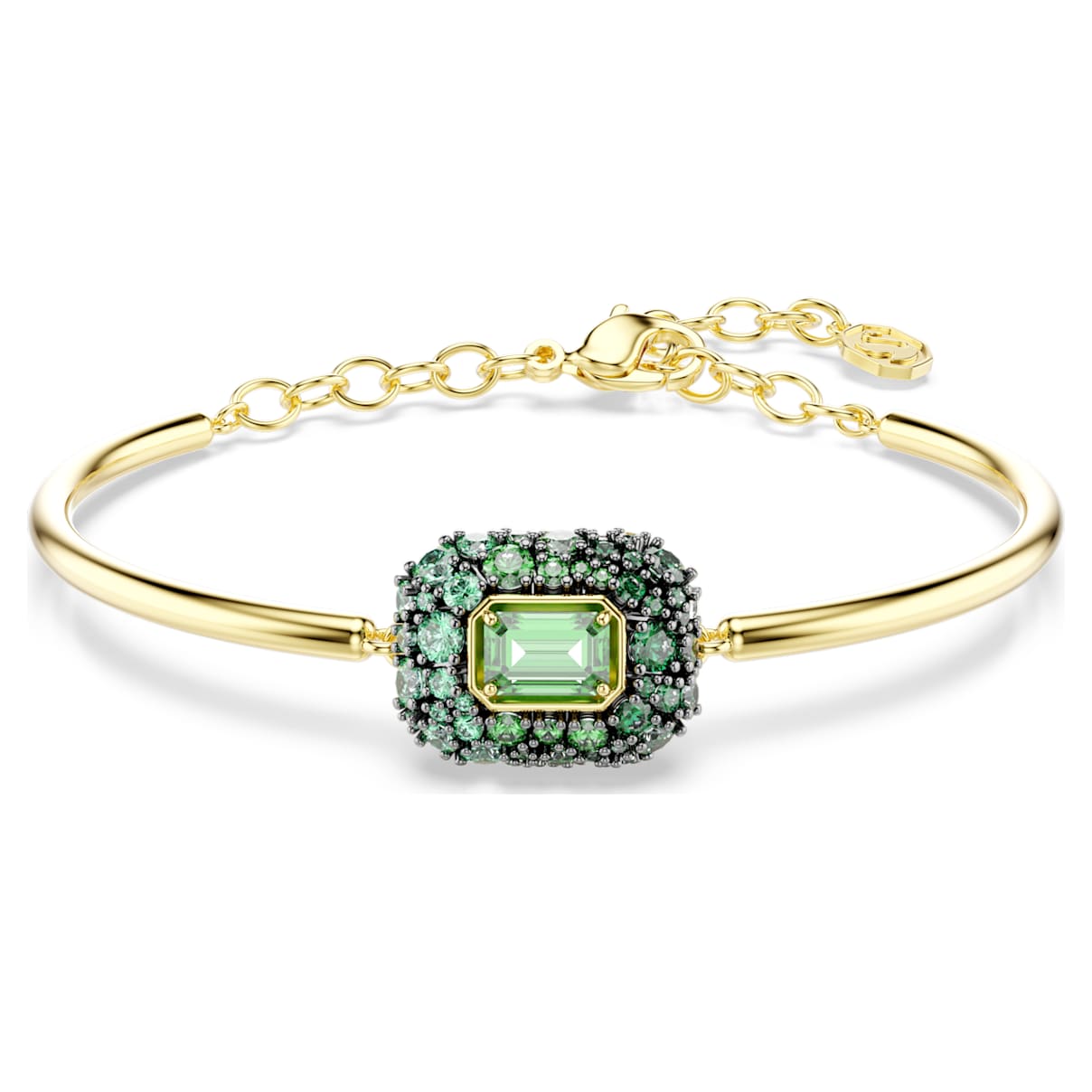 Swarovski Sublima Bangle  Octagon Cut  Green  18K Gold Finish