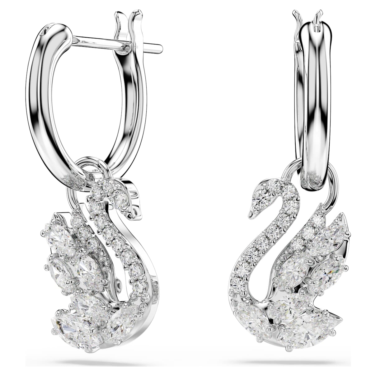 Swan Drop-OhrhÃ¤nger, Verschiedene Schliffe, Schwan, WeiÃŸ, Rhodiniert Unisex OS