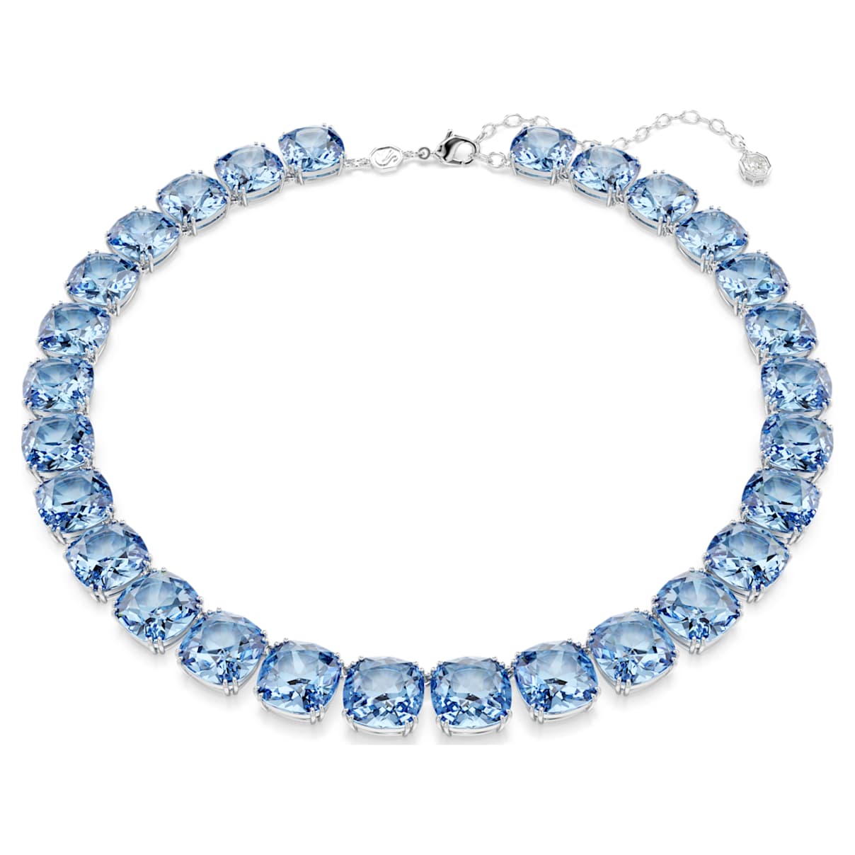 Collier Millenia, Taille coussin, Bleu, Métal rhodié