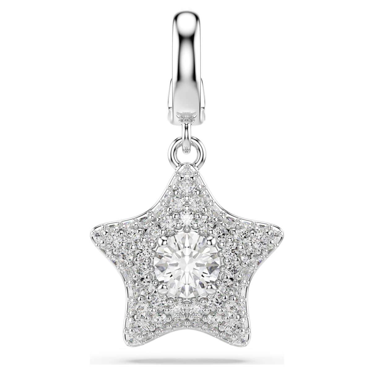 Swarovski Sublima Charm  Round Cut  Star  White  Rhodium Plated